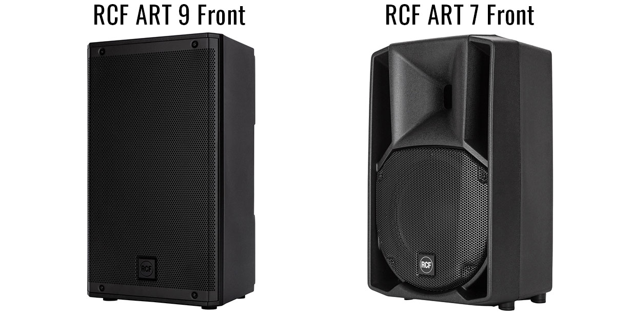 The front grilles of RCF ART 9 Speaker and RCF ART 7 speaker
